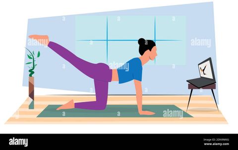 Home Yoga Practice On Stock Vector Images - Alamy with regard to Home Square Luanda Lift Top Wood Coffee Table In Dark Brown - Set Of 2